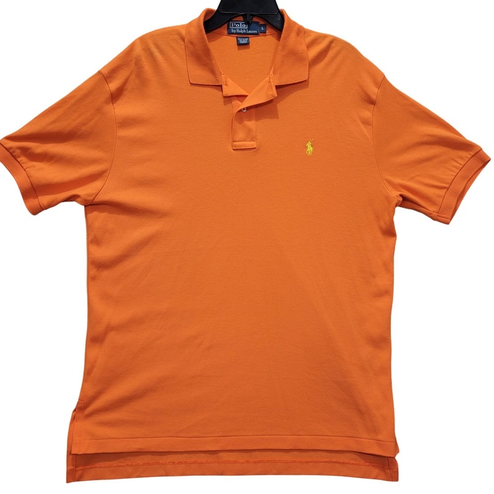 Polo by Ralph‎ Lauren Mens L Orange Polo Shirt Short Sleeve Cotton